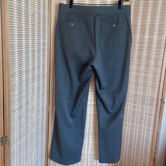 Armani, Collezioni Brown Sand thick cotton fabric trousers buckle front wide leg - Picture 5 of 9